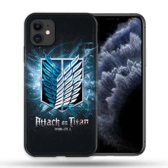 Coque Compatible Magsafe Pour Apple Iphone 11 (6,1) Manga Attaque Titans Noir