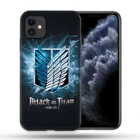 Coque Compatible Magsafe Pour Apple Iphone 11 (6,1) Manga Attaque Titans Noir