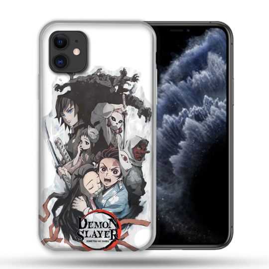 Coque Compatible Magsafe Pour Apple Iphone 11 (6,1) Manga Demon Slayer Blanc