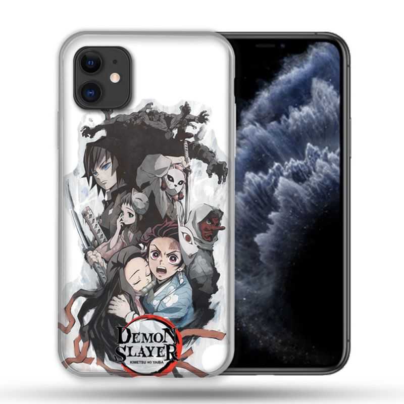 Coque Compatible Magsafe Pour Apple Iphone 11 (6,1) Manga Demon Slayer Blanc