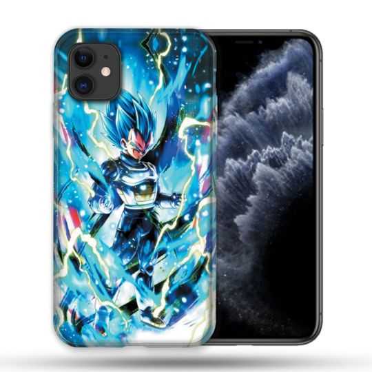 Coque Compatible Magsafe Pour Apple Iphone 11 (6,1) Manga Dragon Ball Vegeta Bleu