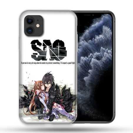 Coque Compatible Magsafe Pour Apple Iphone 11 (6,1) Manga SAO sword Art Online Blanc