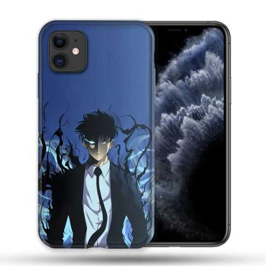 Coque Compatible Magsafe Pour Apple Iphone 11 (6,1) Manga Solo Leveling Sung Bleu