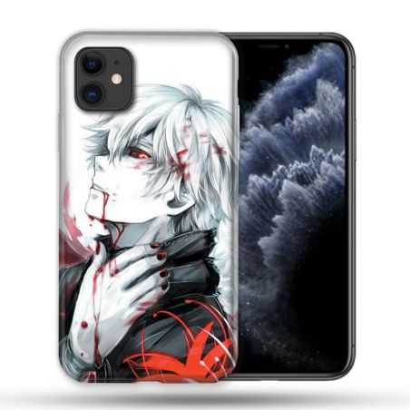 Coque Compatible Magsafe Pour Apple Iphone 11 (6,1) Manga Tokyo Ghoul Kaneki Blanc