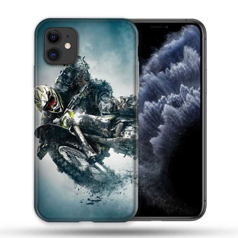 Coque Compatible Magsafe Pour Apple Iphone 11 (6,1) Moto Cross Ombre