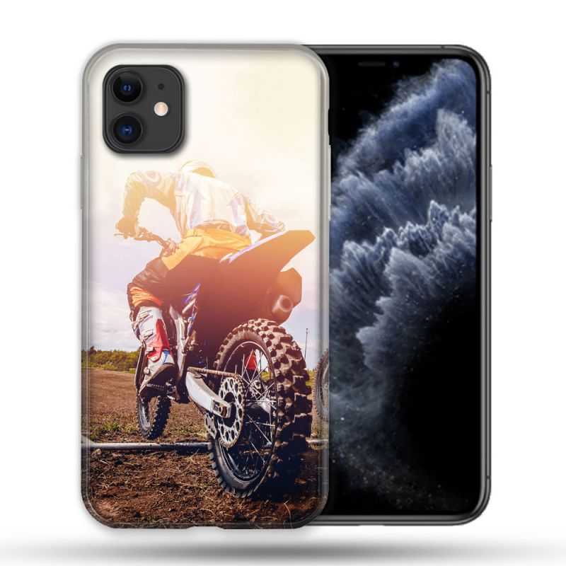 Coque Compatible Magsafe Pour Apple Iphone 11 (6,1) Moto Cross Soleil