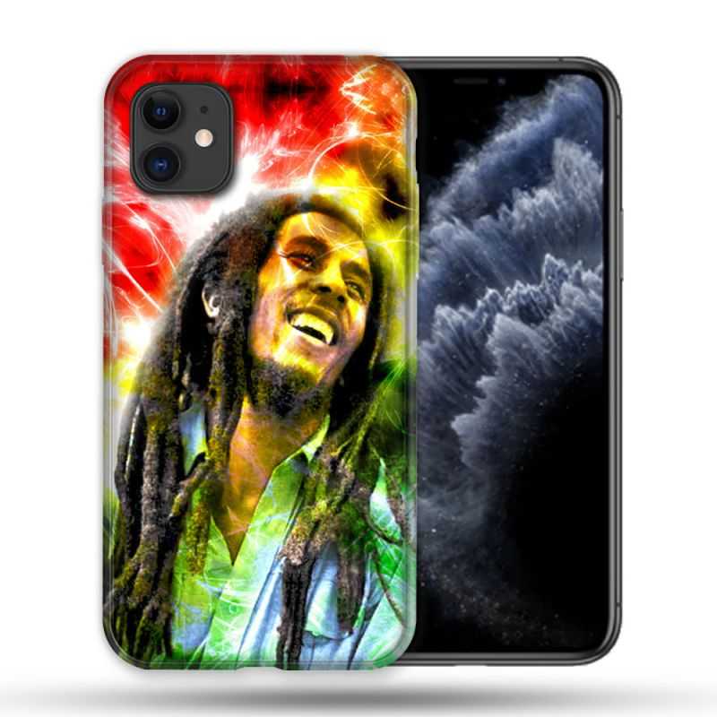 Coque Compatible Magsafe Pour Apple Iphone 11 (6,1) Musique Bob Marley Color