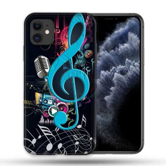 Coque Compatible Magsafe Pour Apple Iphone 11 (6,1) Musique Cle Sol Bleu