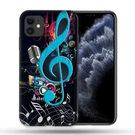 Coque Compatible Magsafe Pour Apple Iphone 11 (6,1) Musique Cle Sol Bleu