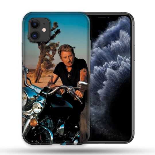 Coque Compatible Magsafe Pour Apple Iphone 11 (6,1) Musique Johnny Hallyday Moto