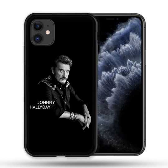 Coque Compatible Magsafe Pour Apple Iphone 11 (6,1) Musique Johnny Hallyday Noir