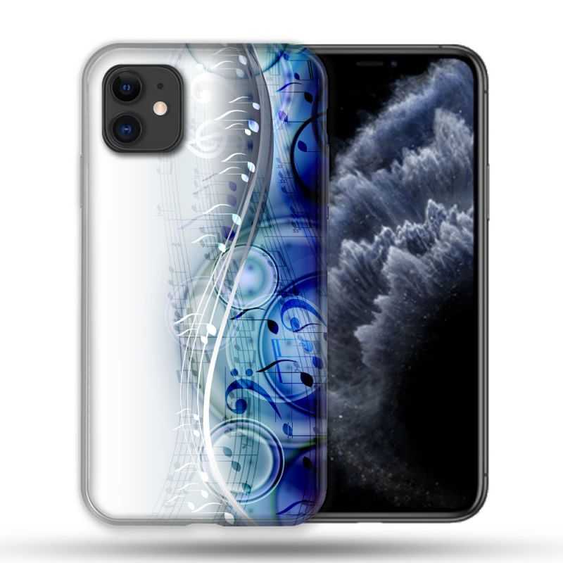 Coque Compatible Magsafe Pour Apple Iphone 11 (6,1) Musique Partition Vague