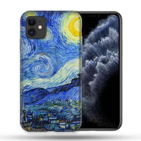 Coque Compatible Magsafe Pour Apple Iphone 11 (6,1) Peinture La nuit étoilée