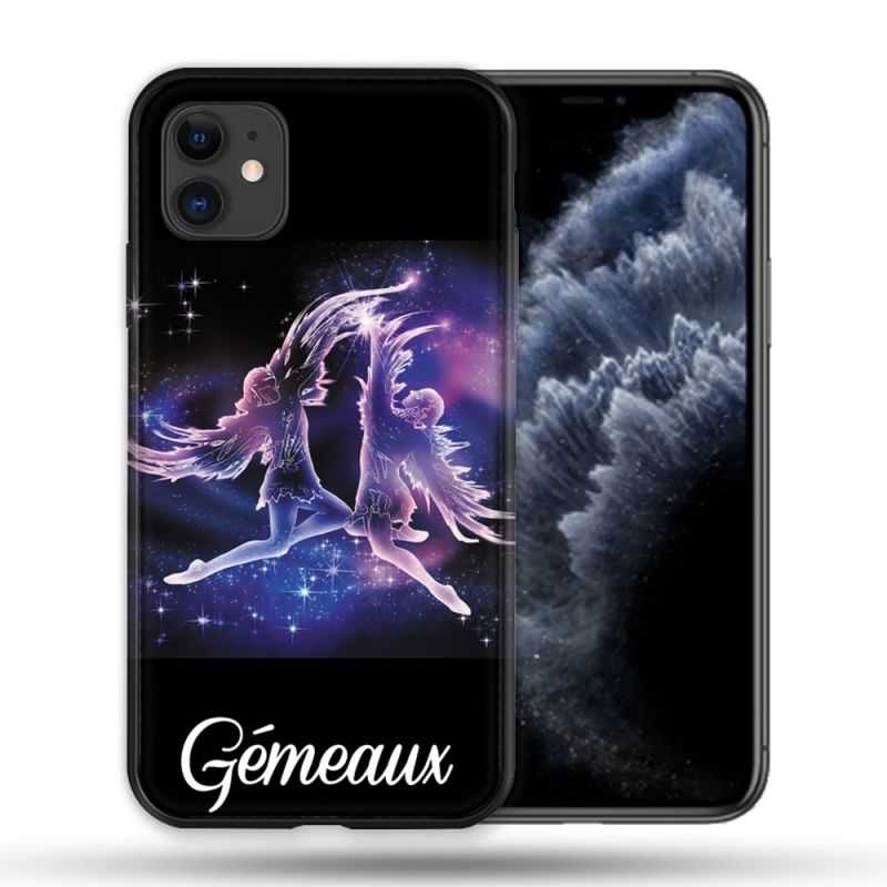 Coque Compatible Magsafe Pour Apple Iphone 11 (6,1) Signe Zodiaque 2 Gémeaux