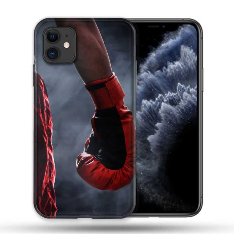 Coque Compatible Magsafe Pour Apple Iphone 11 (6,1) Sport Boxe Gant Rouge