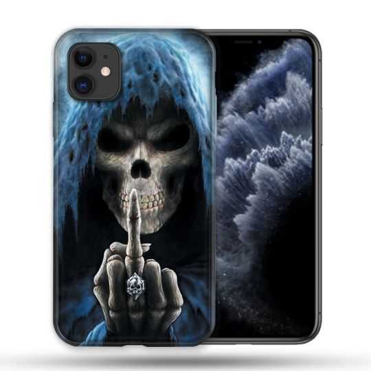 Coque Compatible Magsafe Pour Apple Iphone 11 (6,1) Tete de Mort Doigt