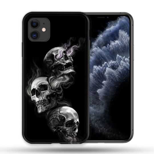 Coque Compatible Magsafe Pour Apple Iphone 11 (6,1) Tete de Mort Triple