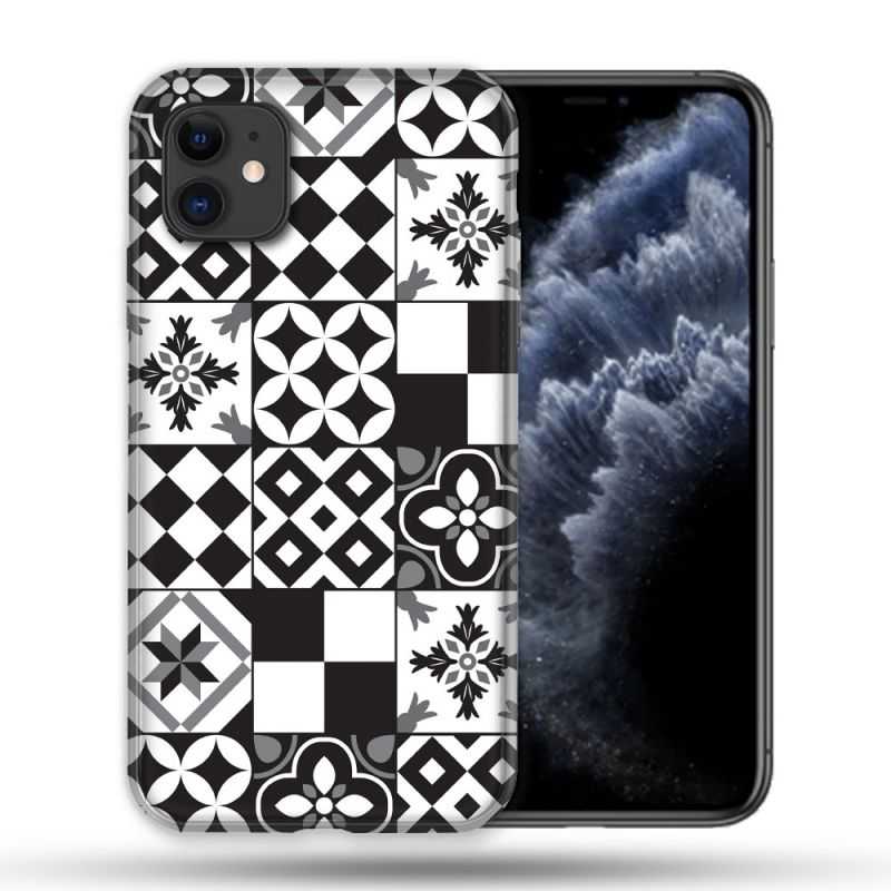 Coque Compatible Magsafe Pour Apple Iphone 11 (6,1) Texture Carreau Ciment Noir