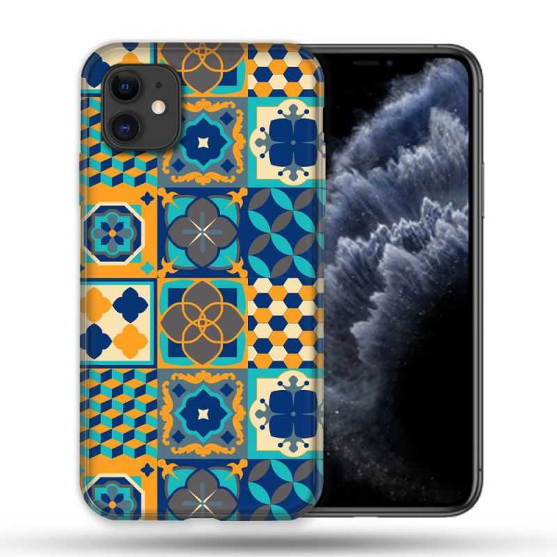 Coque Compatible Magsafe Pour Apple Iphone 11 (6,1) Texture Carreau Ciment Orange