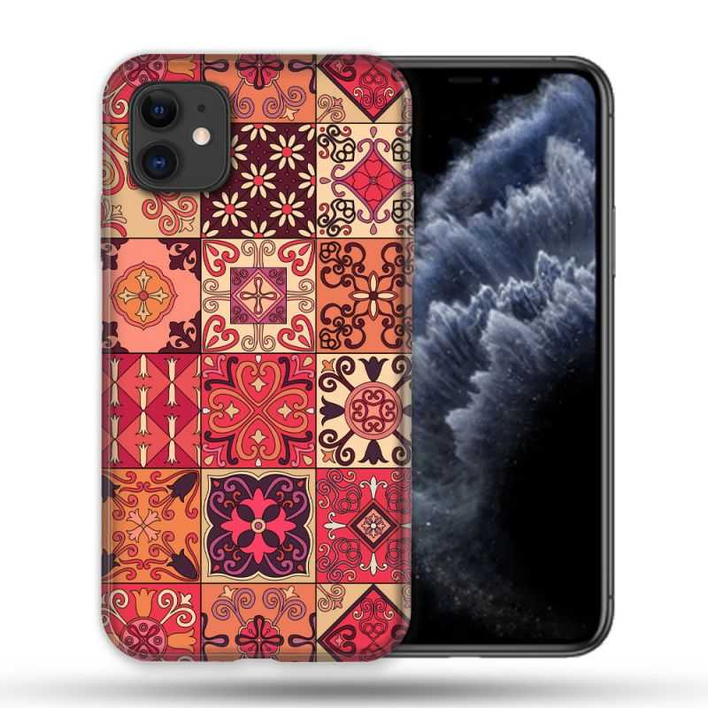 Coque Compatible Magsafe Pour Apple Iphone 11 (6,1) Texture Carreau Ciment Rouge