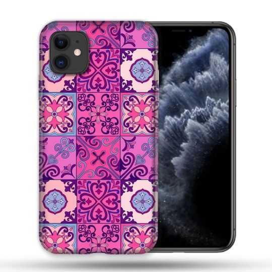 Coque Compatible Magsafe Pour Apple Iphone 11 (6,1) Texture Carreau Ciment Violet