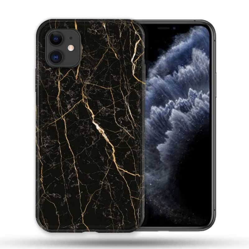 Coque Compatible Magsafe Pour Apple Iphone 11 (6,1) Texture Marbre Noir