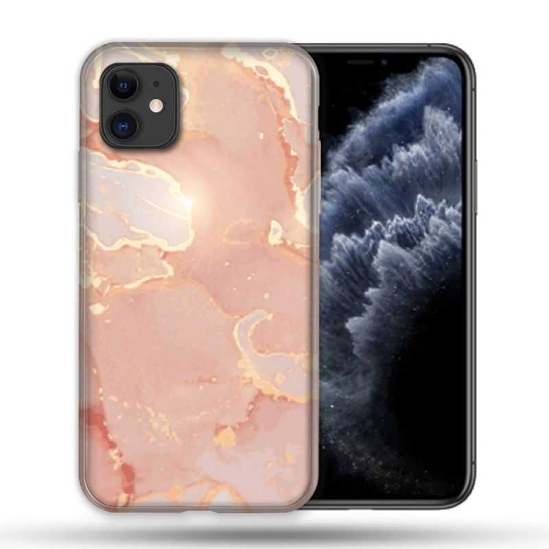 Coque Compatible Magsafe Pour Apple Iphone 11 (6,1) Texture Marbre Rose