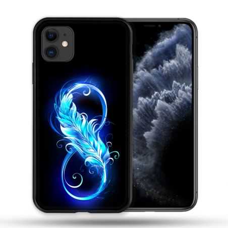 Coque Compatible Magsafe Pour Apple Iphone 11 (6,1) Texture Plume Infini Bleu