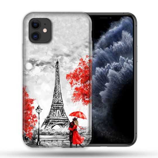 Coque Compatible Magsafe Pour Apple Iphone 11 (6,1) Voyage France Paris Rouge