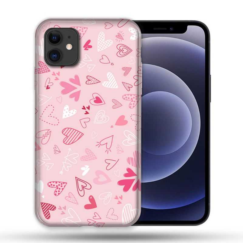 Coque Compatible Magsafe Pour Apple Iphone 12 / 12 Pro Amour Ptis Coeurs