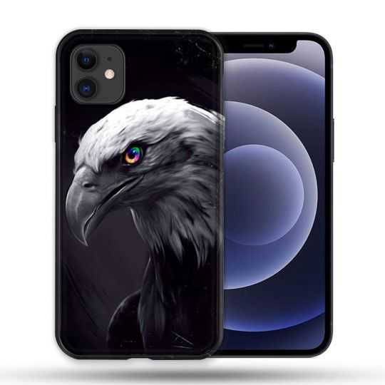 Coque Compatible Magsafe Pour Apple Iphone 12 / 12 Pro Animal Aigle Royal Noir