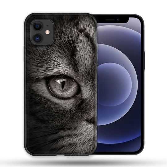 Coque Compatible Magsafe Pour Apple Iphone 12 / 12 Pro Animal Chat Gris