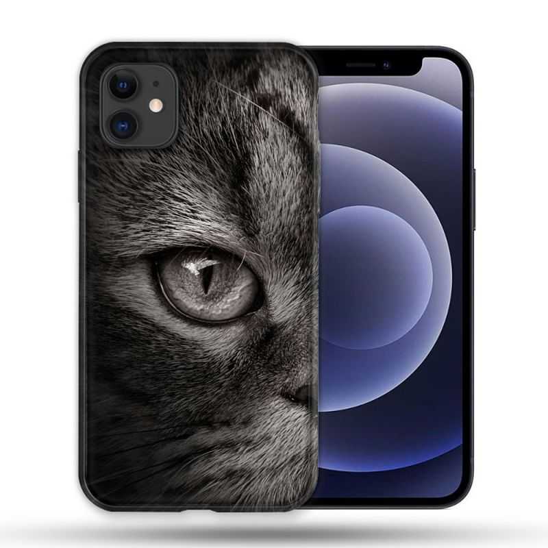 Coque Compatible Magsafe Pour Apple Iphone 12 / 12 Pro Animal Chat Gris