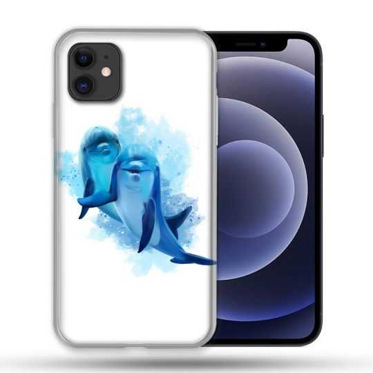 Coque Compatible Magsafe Pour Apple Iphone 12 / 12 Pro Animal Dauphin Duo