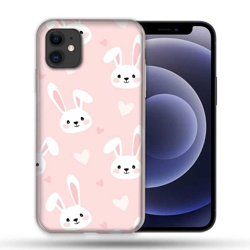 Coque Compatible Magsafe Pour Apple Iphone 12 / 12 Pro Animal Lapin Rose