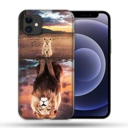 Coque Compatible Magsafe Pour Apple Iphone 12 / 12 Pro Animal Lion Reflet