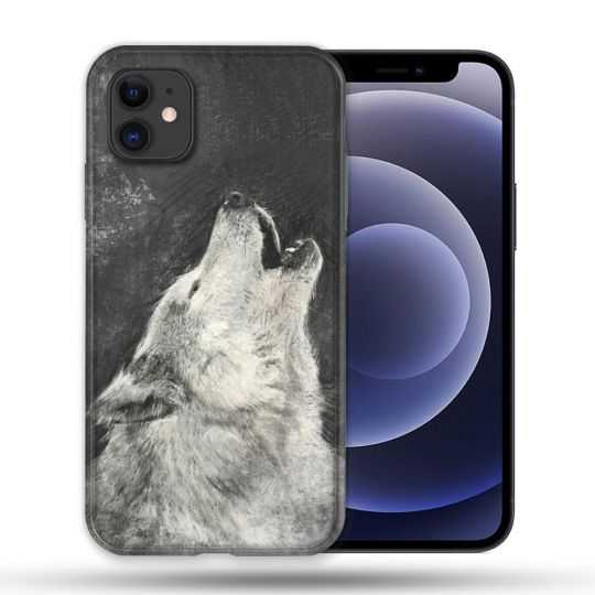 Coque Compatible Magsafe Pour Apple Iphone 12 / 12 Pro Animal Loup Hurlement