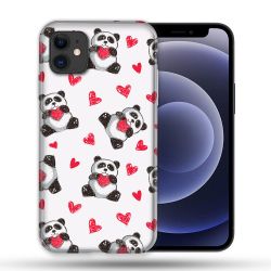 Coque Compatible Magsafe Pour Apple Iphone 12 / 12 Pro Animal Panda Cœur