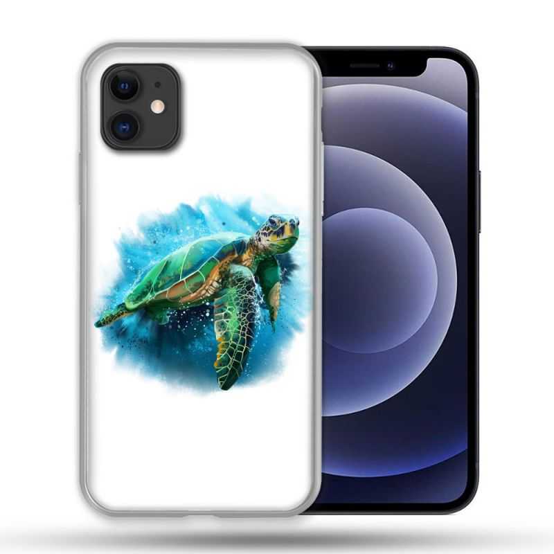 Coque Compatible Magsafe Pour Apple Iphone 12 / 12 Pro Animal Tortue Blanche multicolore