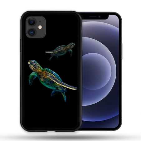 Coque Compatible Magsafe Pour Apple Iphone 12 / 12 Pro Animal Tortue Noire multicolore