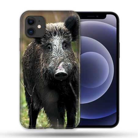 Coque Compatible Magsafe Pour Apple Iphone 12 / 12 Pro Chasse Sanglier bois