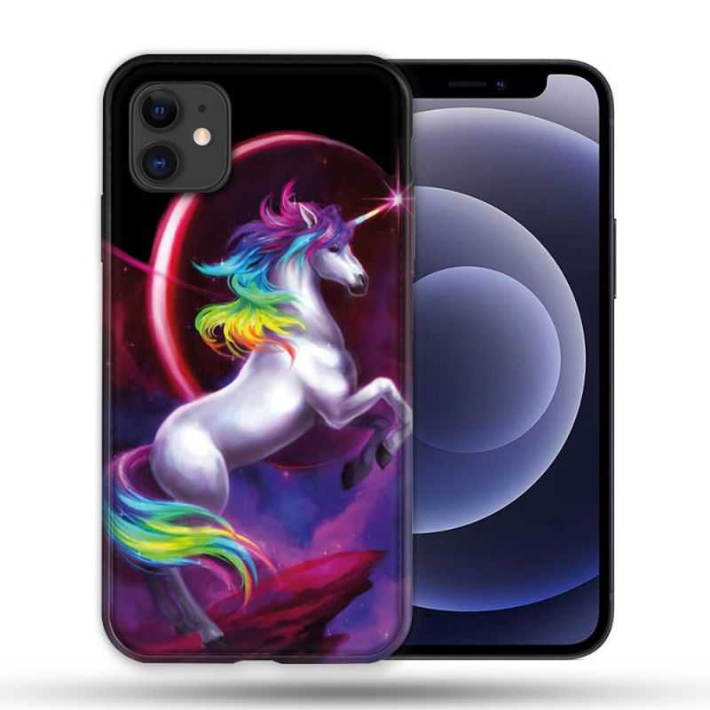 Coque Compatible Magsafe Pour Apple Iphone 12 / 12 Pro Fantastique Licorne Arc en ciel