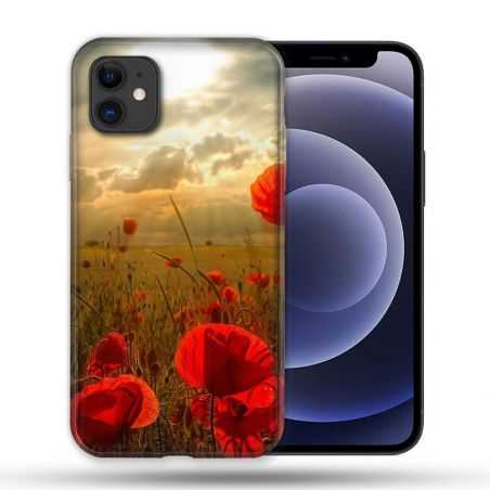 Coque Compatible Magsafe Pour Apple Iphone 12 / 12 Pro Fleur Coquelicot