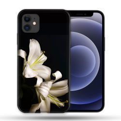 Coque Compatible Magsafe Pour Apple Iphone 12 / 12 Pro Fleur Lys Noir