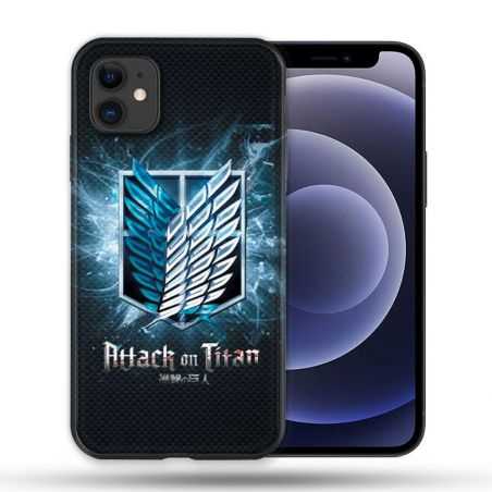 Coque Compatible Magsafe Pour Apple Iphone 12 / 12 Pro Manga Attaque Titans Noir