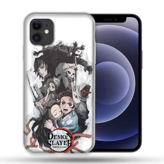 Coque Compatible Magsafe Pour Apple Iphone 12 / 12 Pro Manga Demon Slayer Blanc