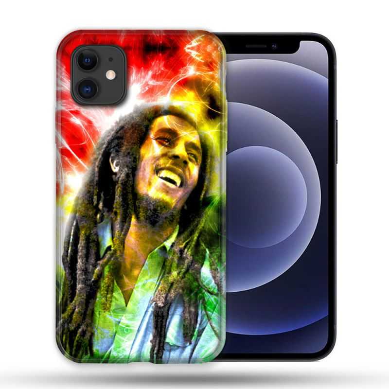 Coque Compatible Magsafe Pour Apple Iphone 12 / 12 Pro Musique Bob Marley Color
