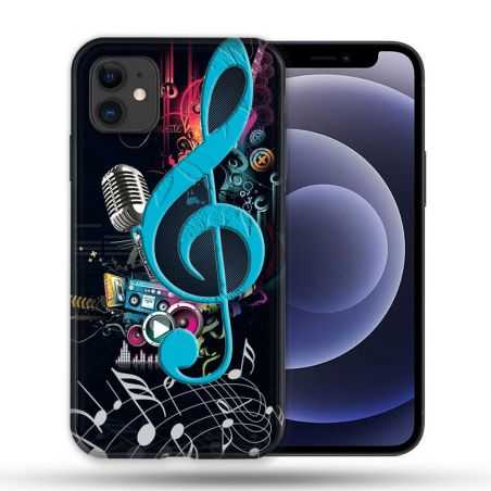 Coque Compatible Magsafe Pour Apple Iphone 12 / 12 Pro Musique Cle Sol Bleu