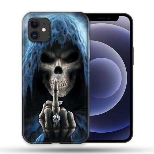 Coque Compatible Magsafe Pour Apple Iphone 12 / 12 Pro Tete de Mort Doigt