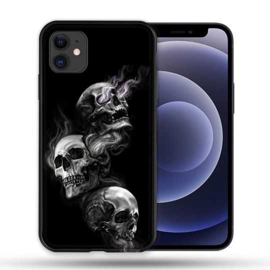 Coque Compatible Magsafe Pour Apple Iphone 12 / 12 Pro Tete de Mort Triple